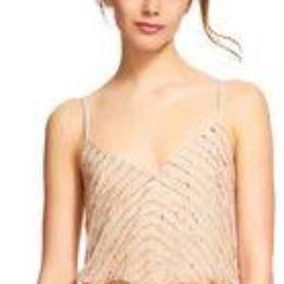 Adrianna Papell Art deco blouson beaded Champ/Gold - Picture 1 of 5